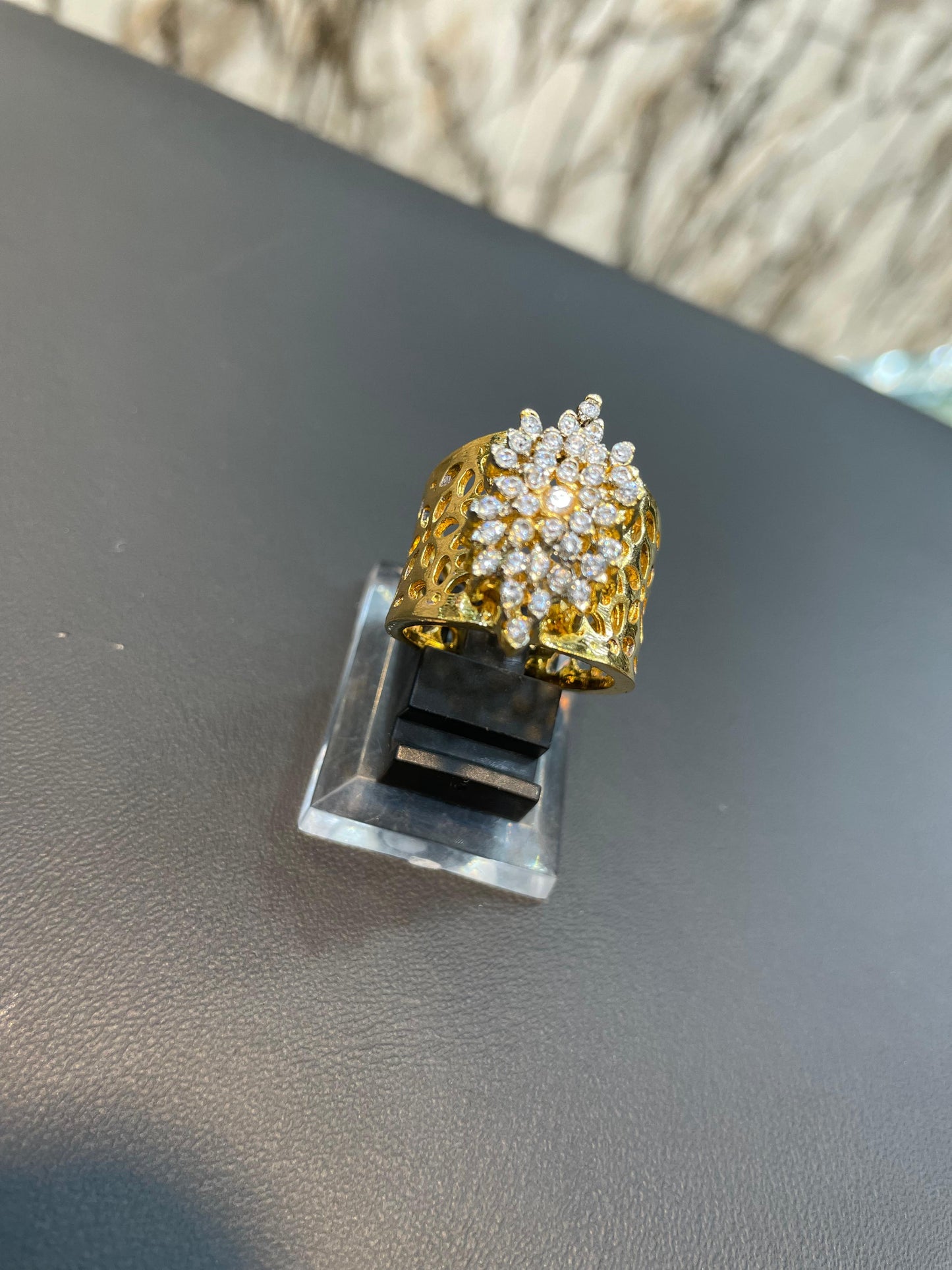 Diamond cut adjustable ring