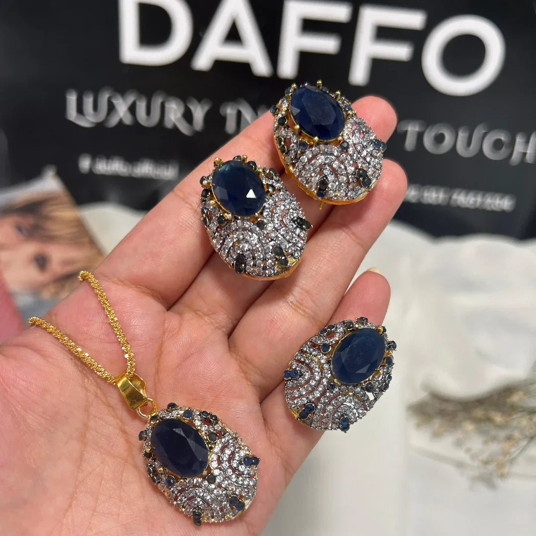 Oval Solitaire Pendant Set β 3PC