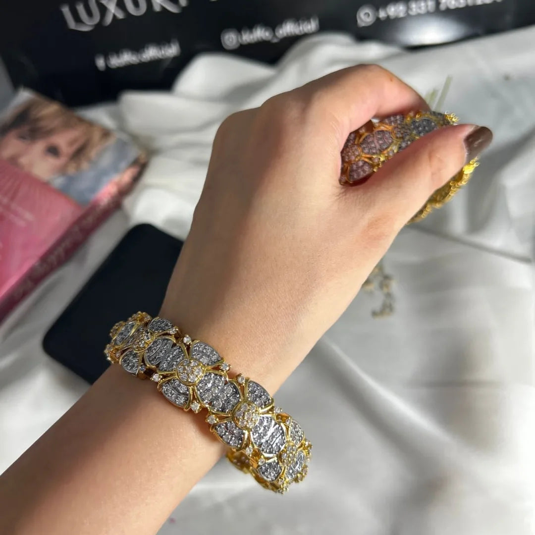 Golden Petal Glow Bangles