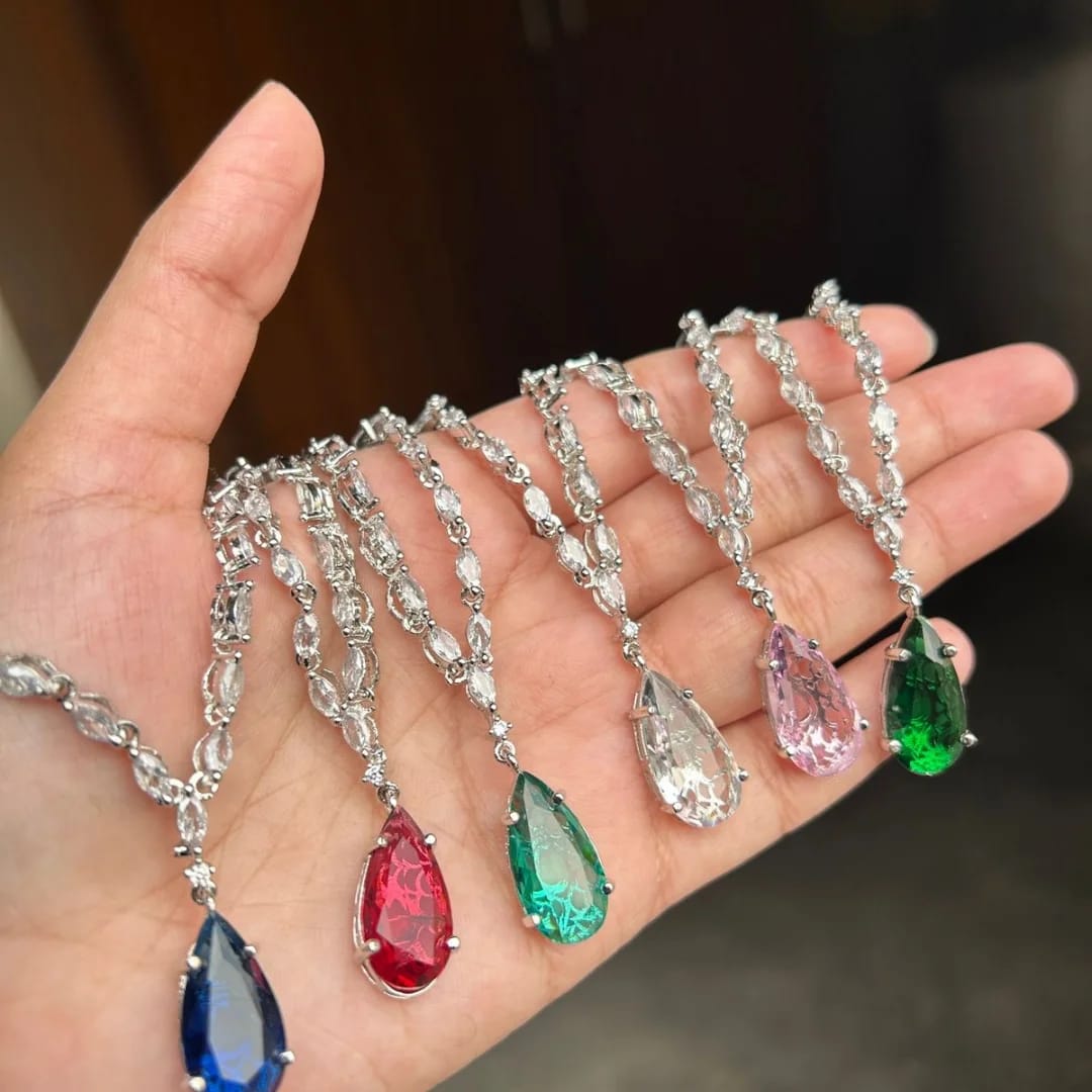 Droplet Stone Necklace Set
