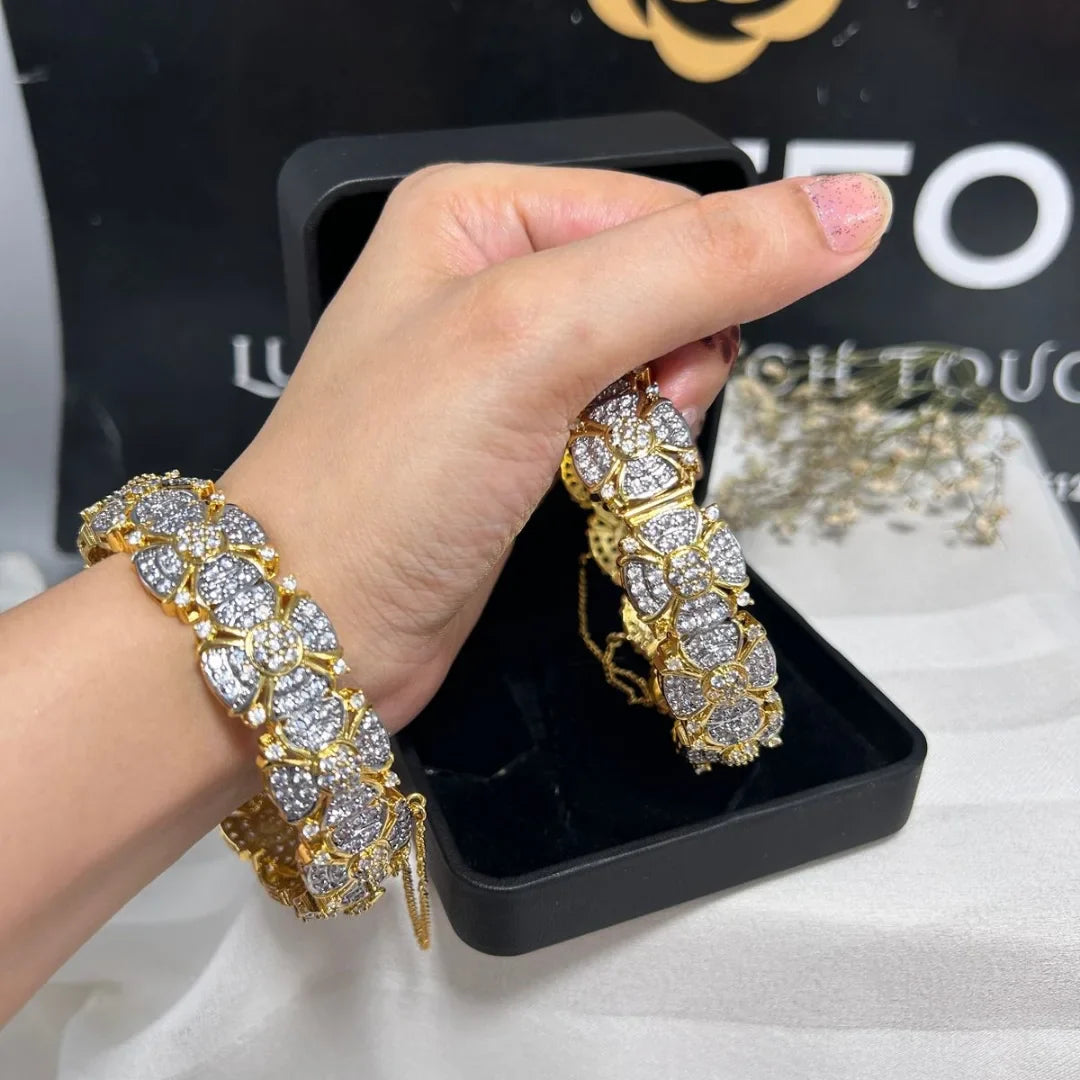 Golden Petal Glow Bangles