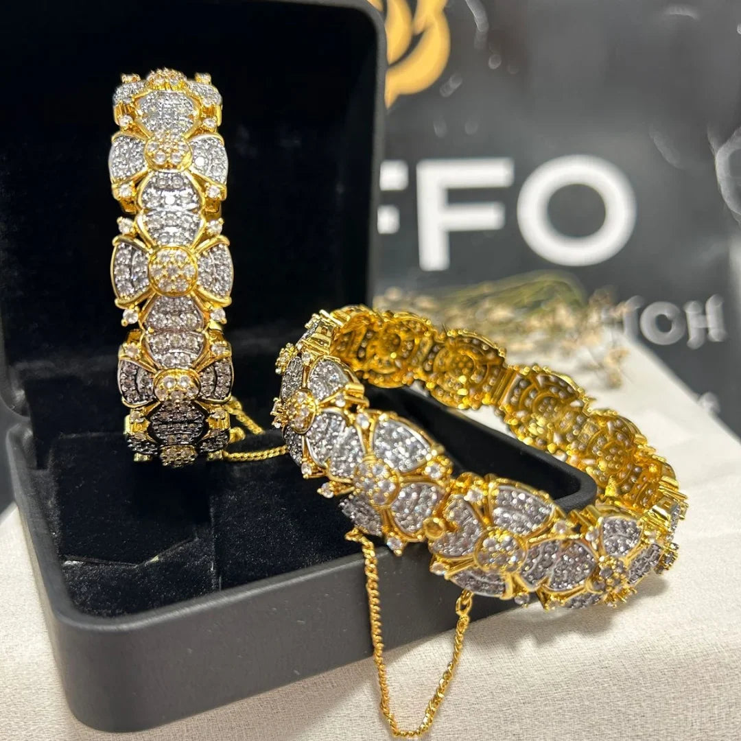 Golden Petal Glow Bangles