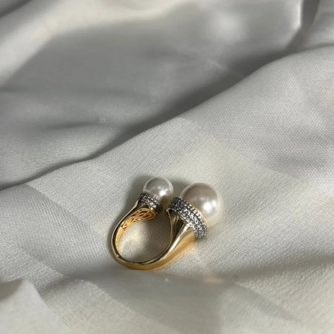 Twin Pearl Adjustable Ring