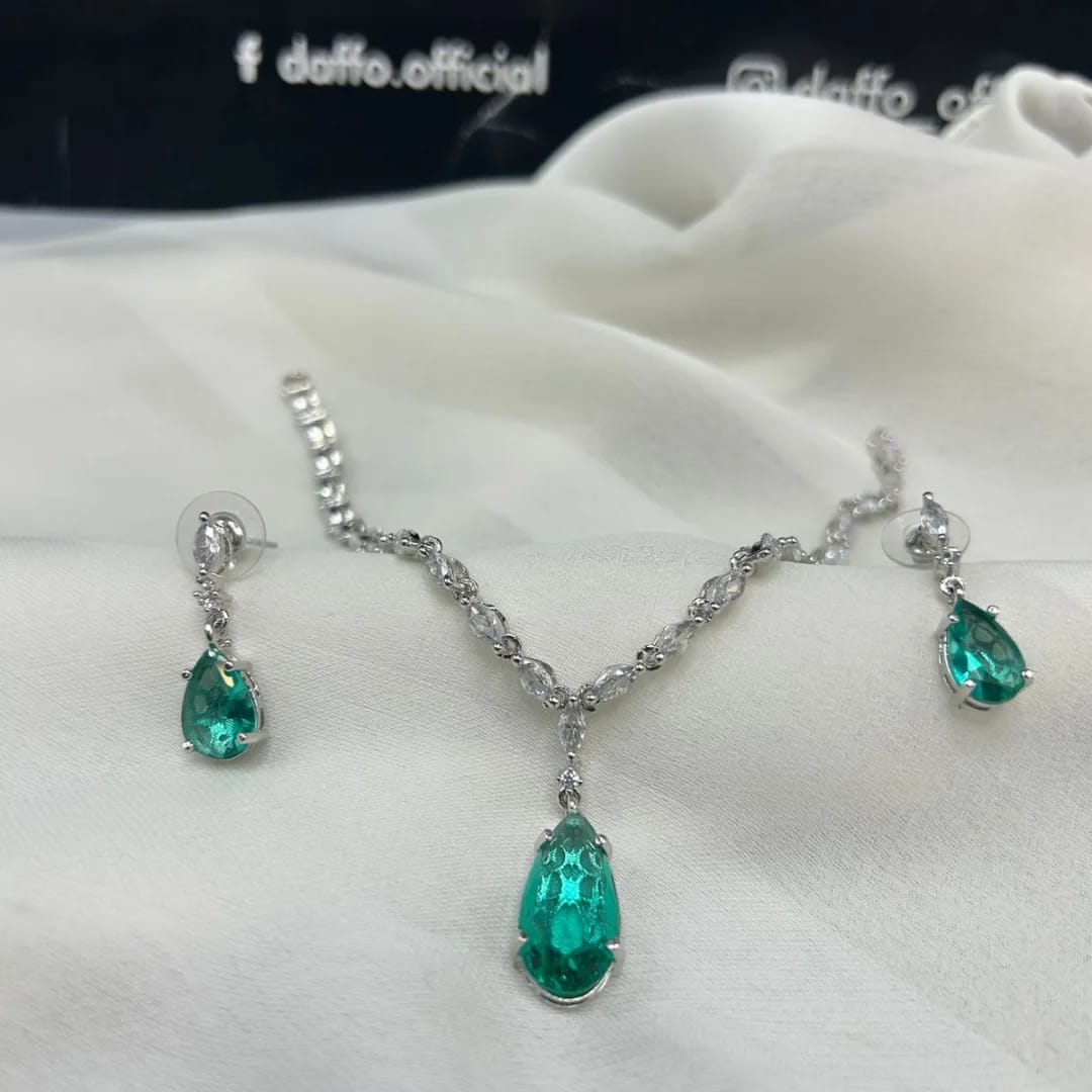 Droplet Stone Necklace Set