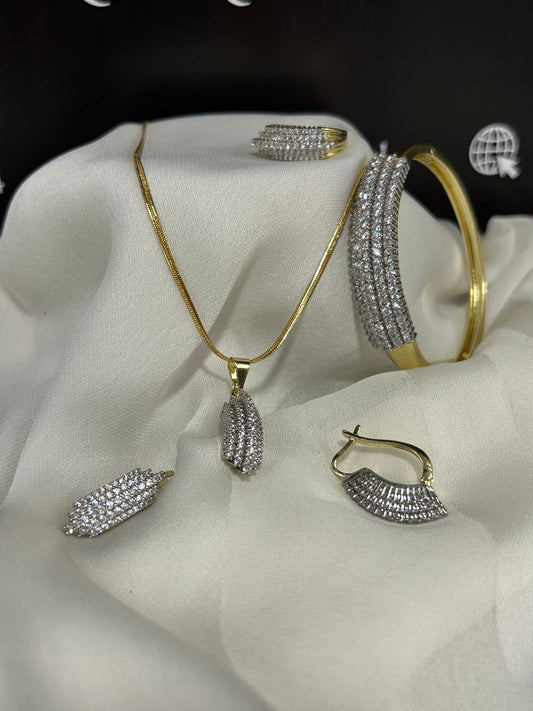 Zauviaa Diamond-Style 4PC Jewelry Set