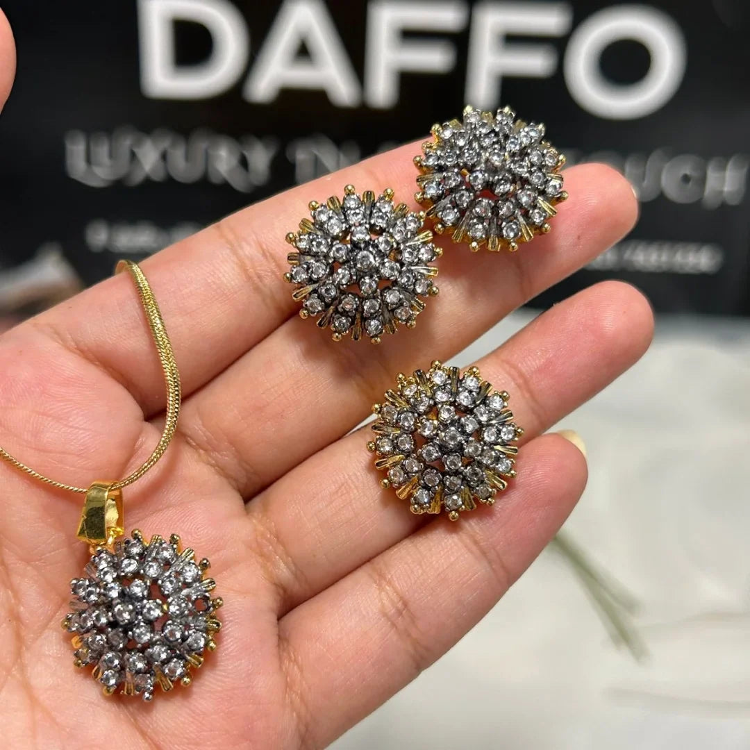 GOLDPLATED DIAMOND LOOK COMBO SET 