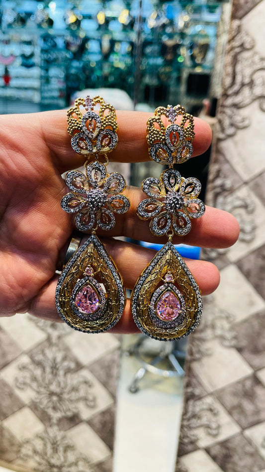 Diamond cut floral earrings