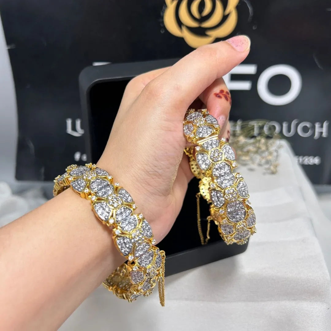 Golden Petal Glow Bangles