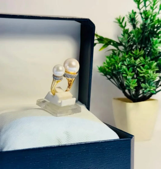 Twin Pearl Adjustable Ring